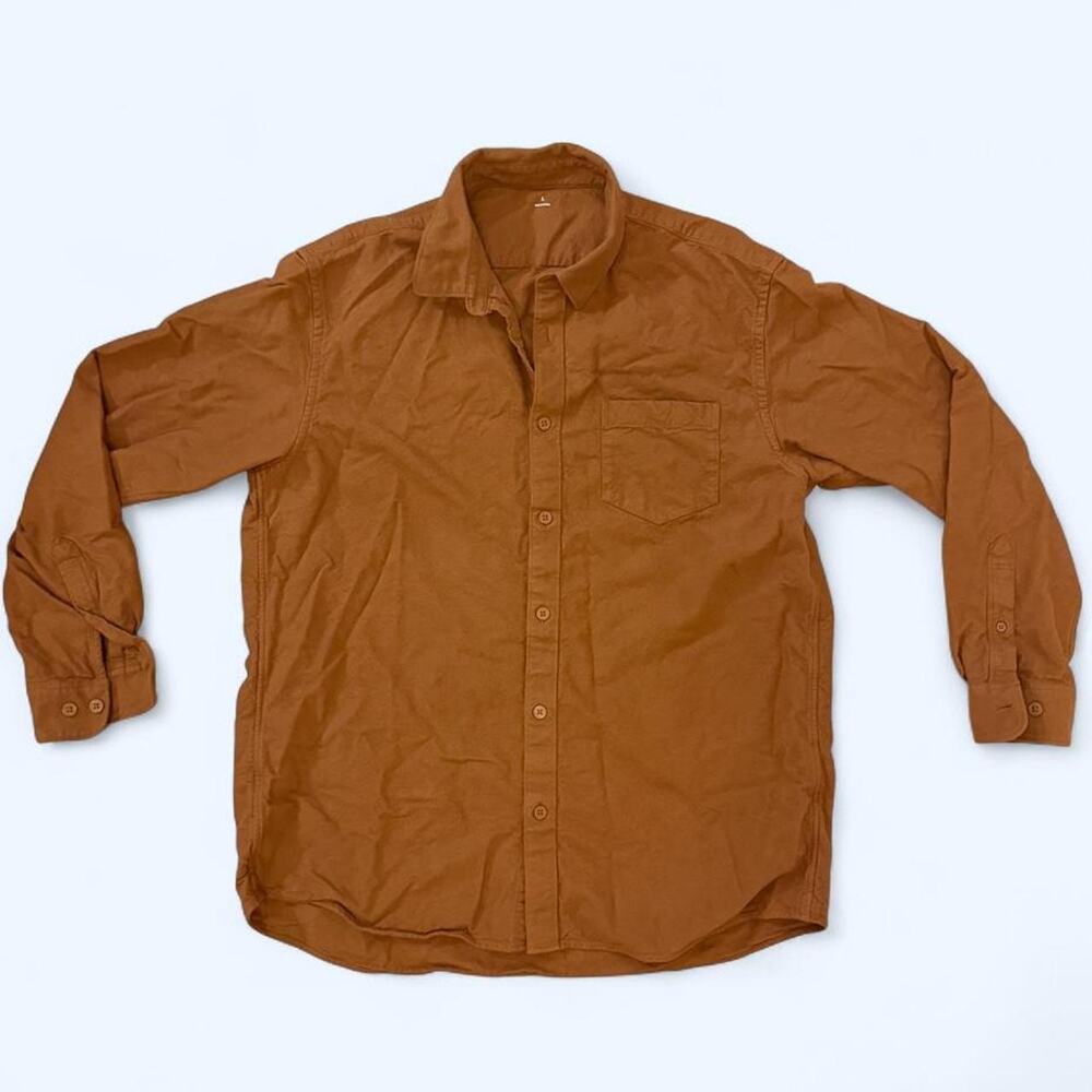 Brown cotton button up lightweight fleece